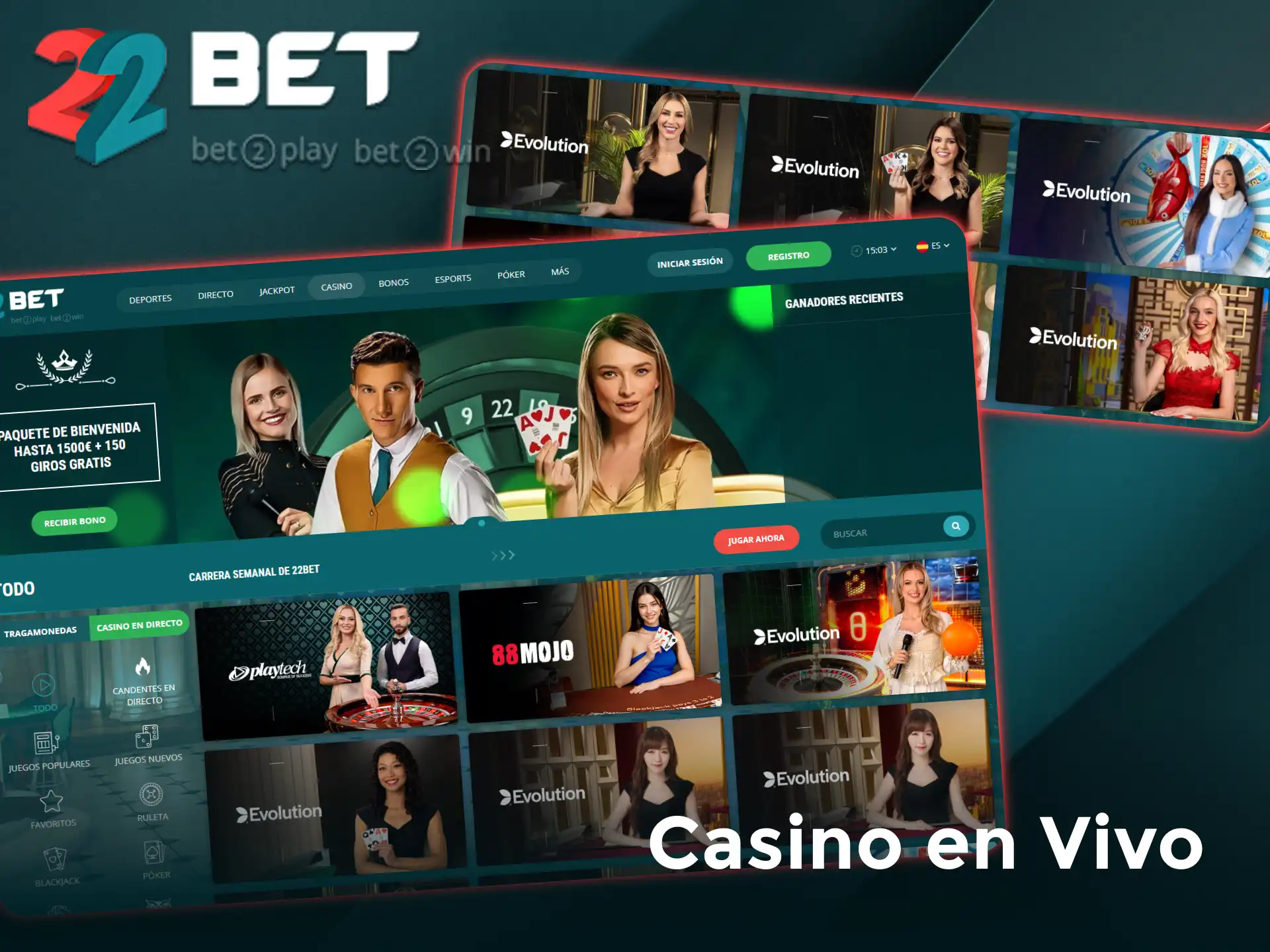 Disfrutá de la emoción del casino en vivo en la plataforma oficial de 22Bet Argentina.