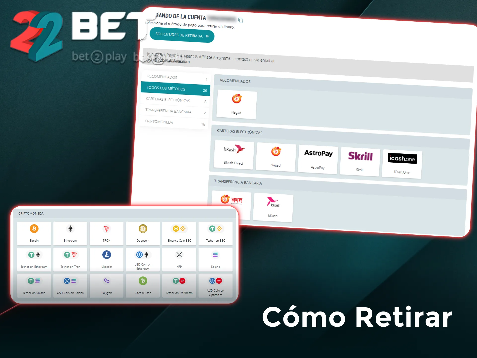 Retirá tus ganancias obtenidas en 22Bet de forma rápida y sencilla.